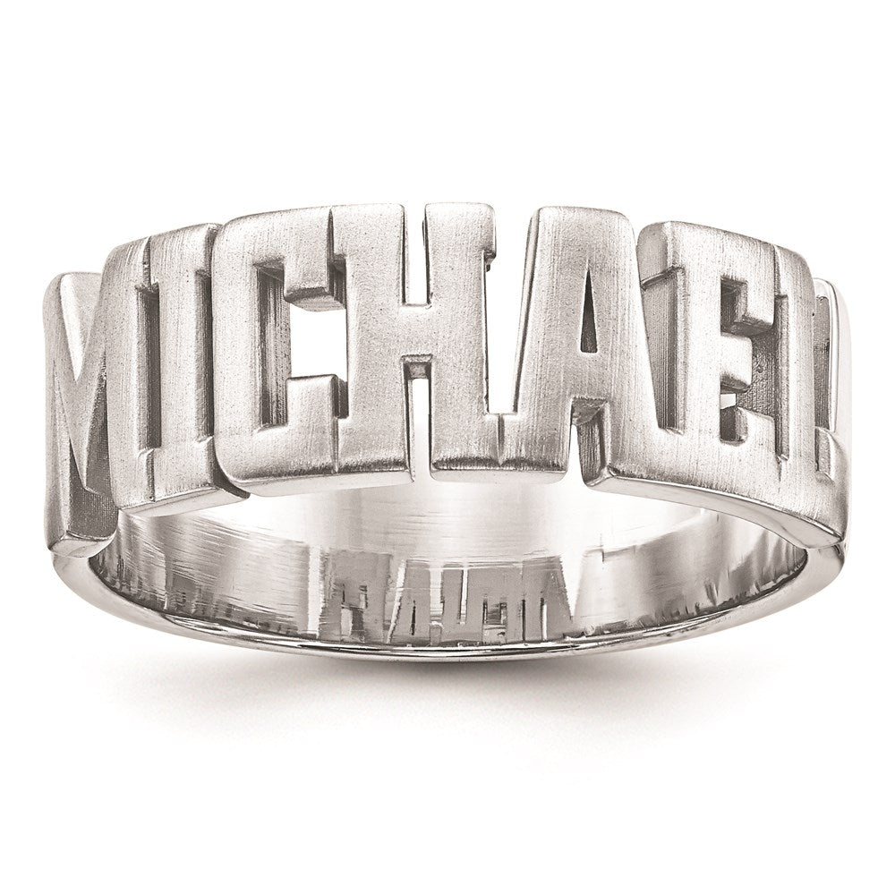 14K White Gold Polished Personalized Name Ring