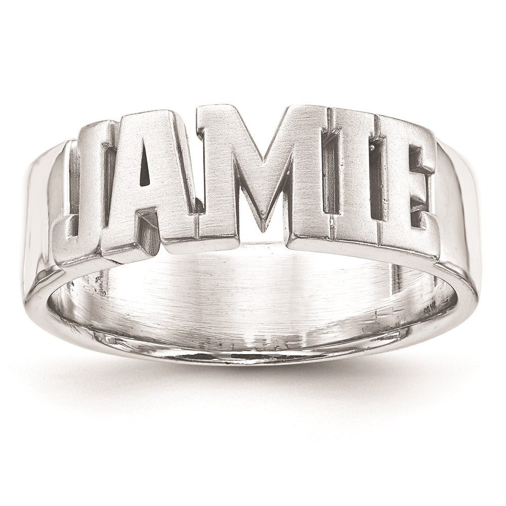 14K White Gold Polished Personalized Name Ring