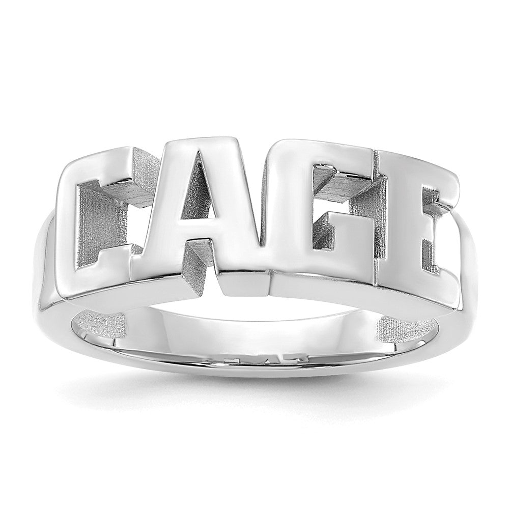 14K White Gold Polished Personalized Name Ring