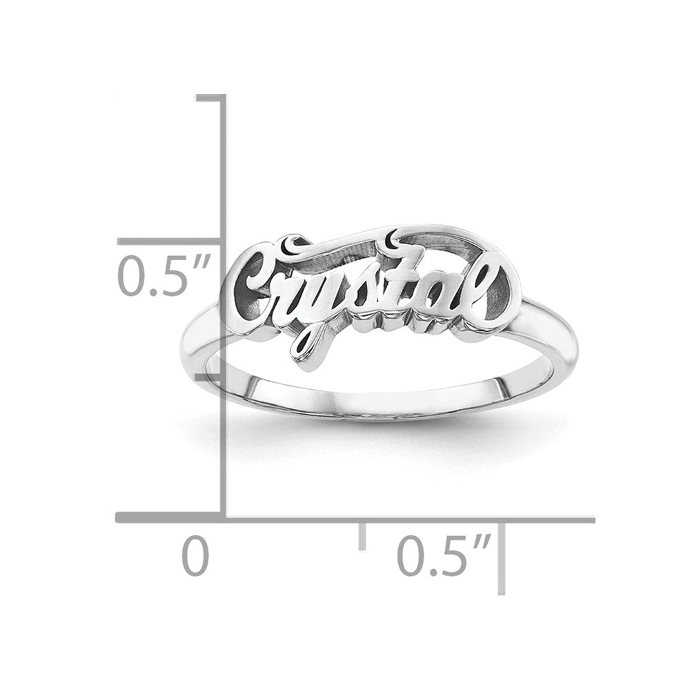 14K White Gold Polished Personalized Name Ring