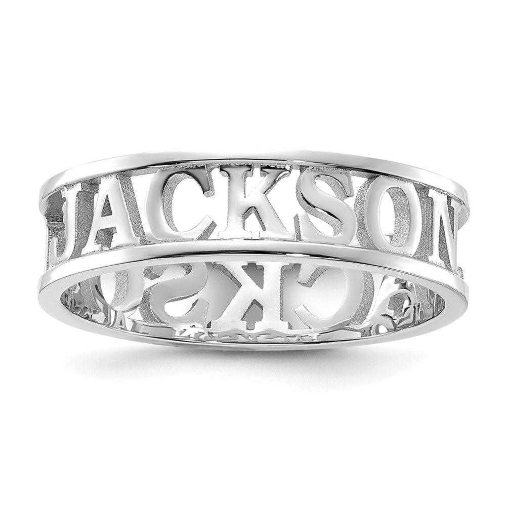 14K White Gold Polished Personalized Name Ring