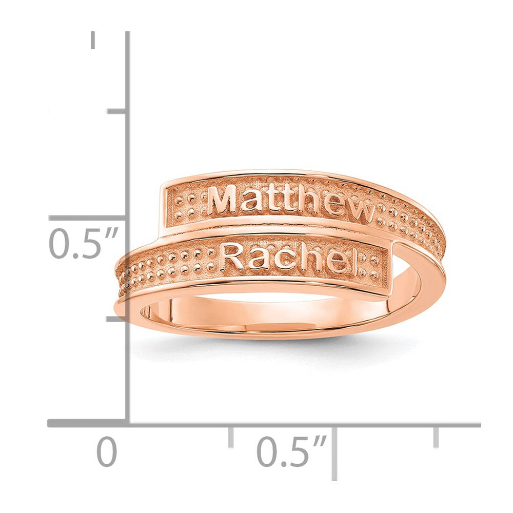 14K Rose Gold Personalized Polished and Textured Ring