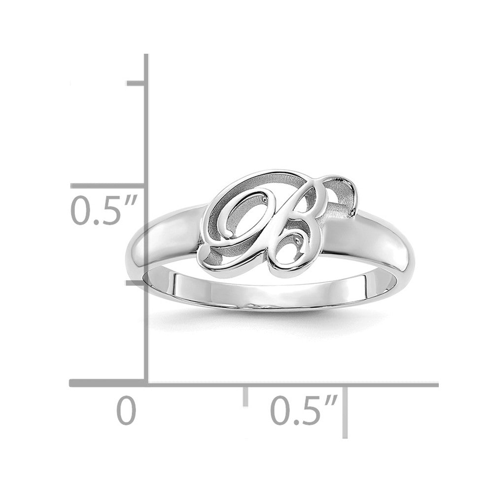 10k white gold polished initial ring 10xnr65w