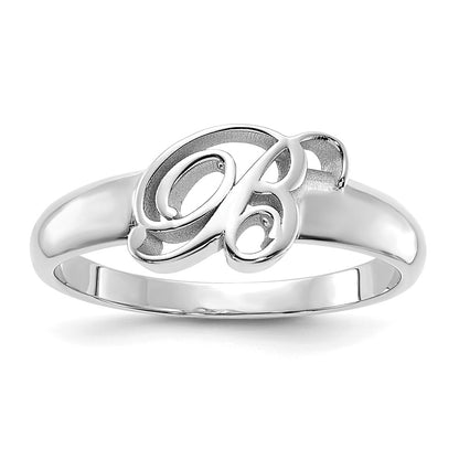 10k white gold polished initial ring 10xnr65w