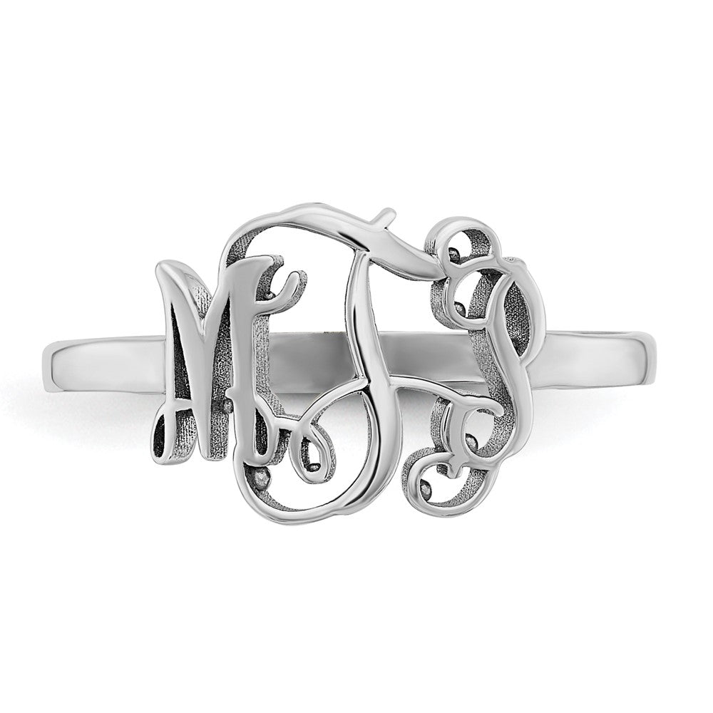 14K White Gold Polished Monogram Ring