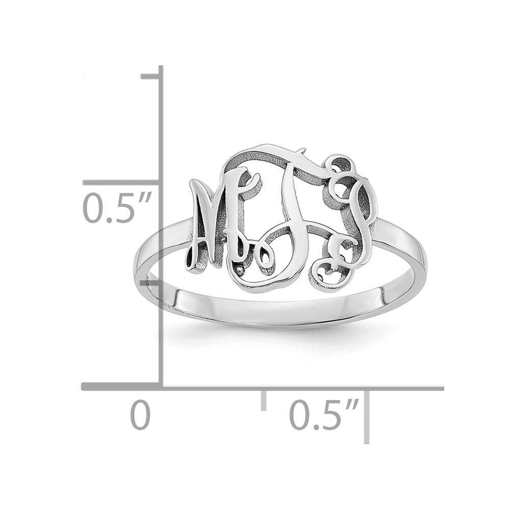 14K White Gold Polished Monogram Ring