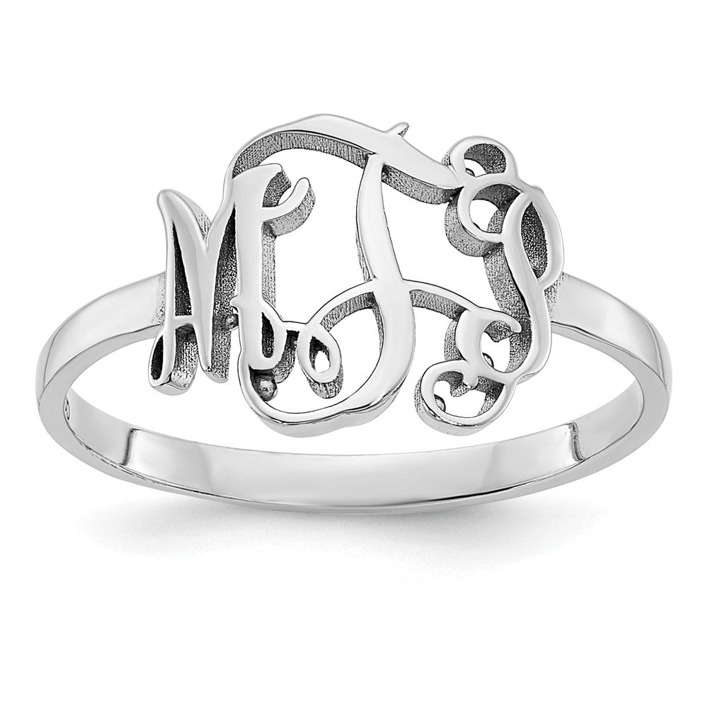 14K White Gold Polished Monogram Ring