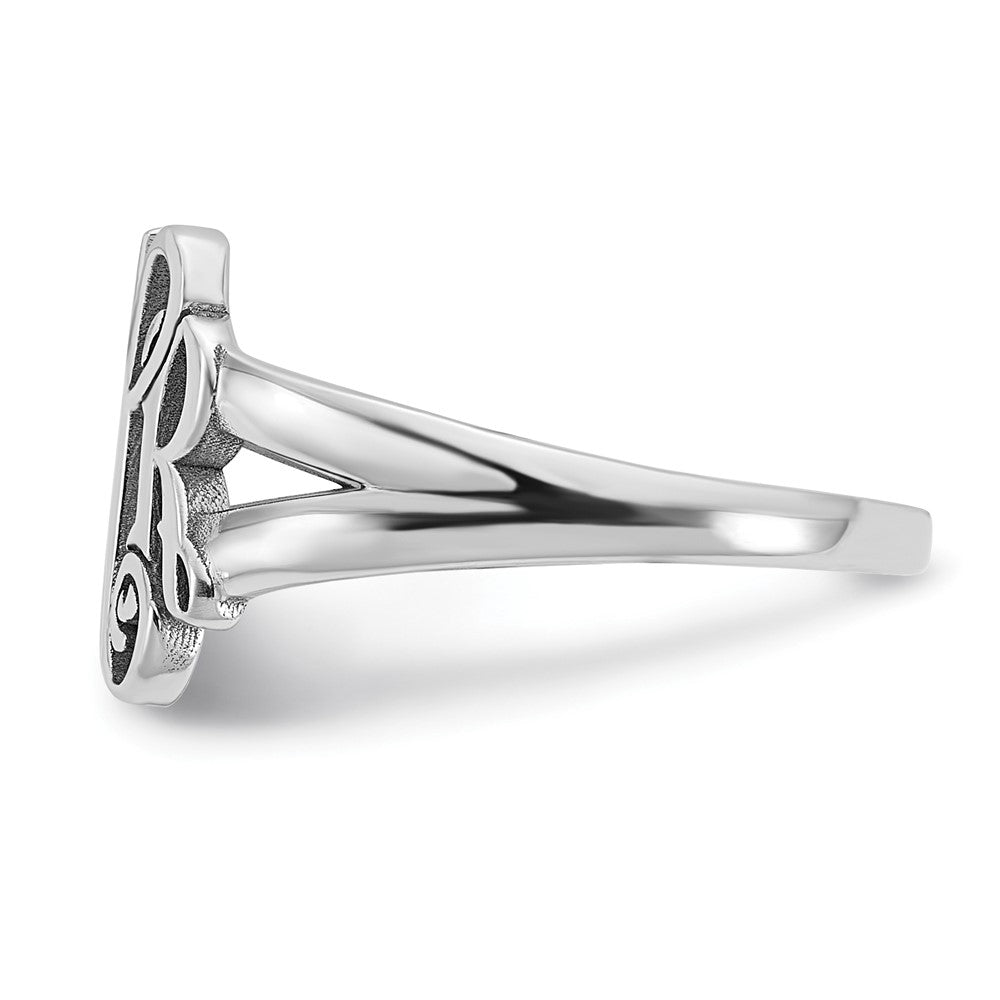 14K White Gold Polished Monogram Ring