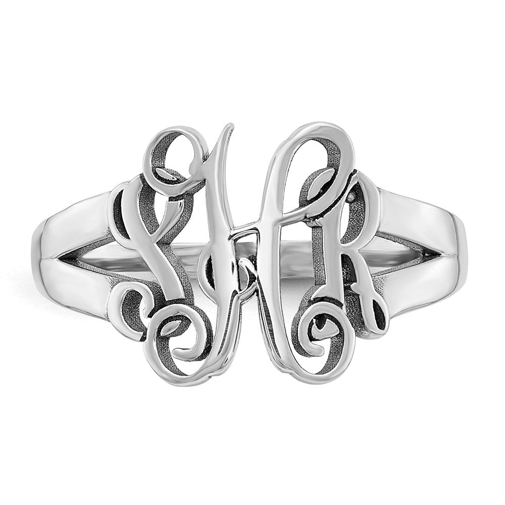 14K White Gold Polished Monogram Ring