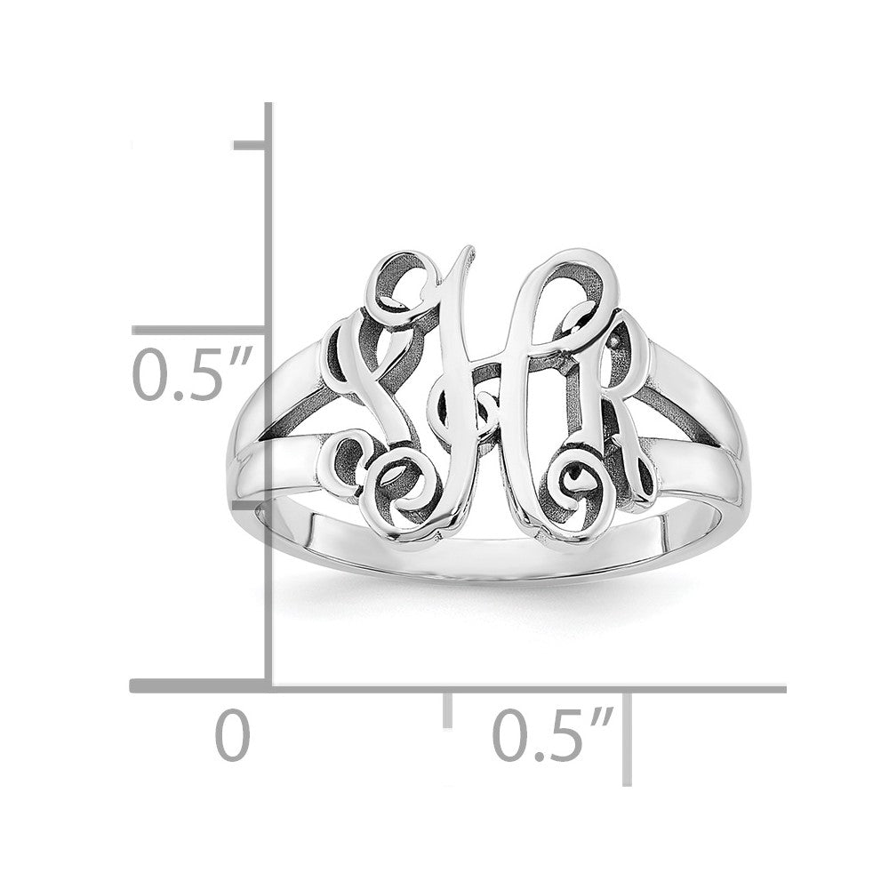 14K White Gold Polished Monogram Ring