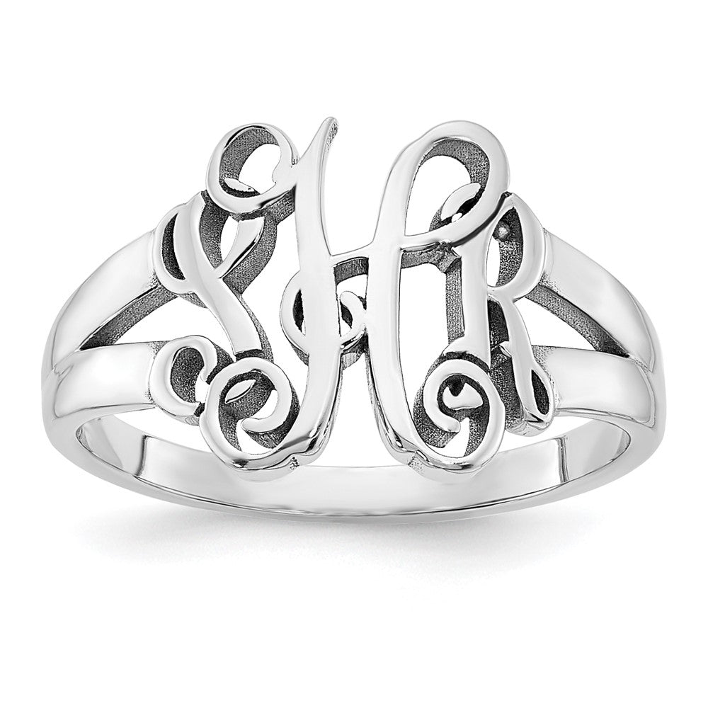 14K White Gold Polished Monogram Ring