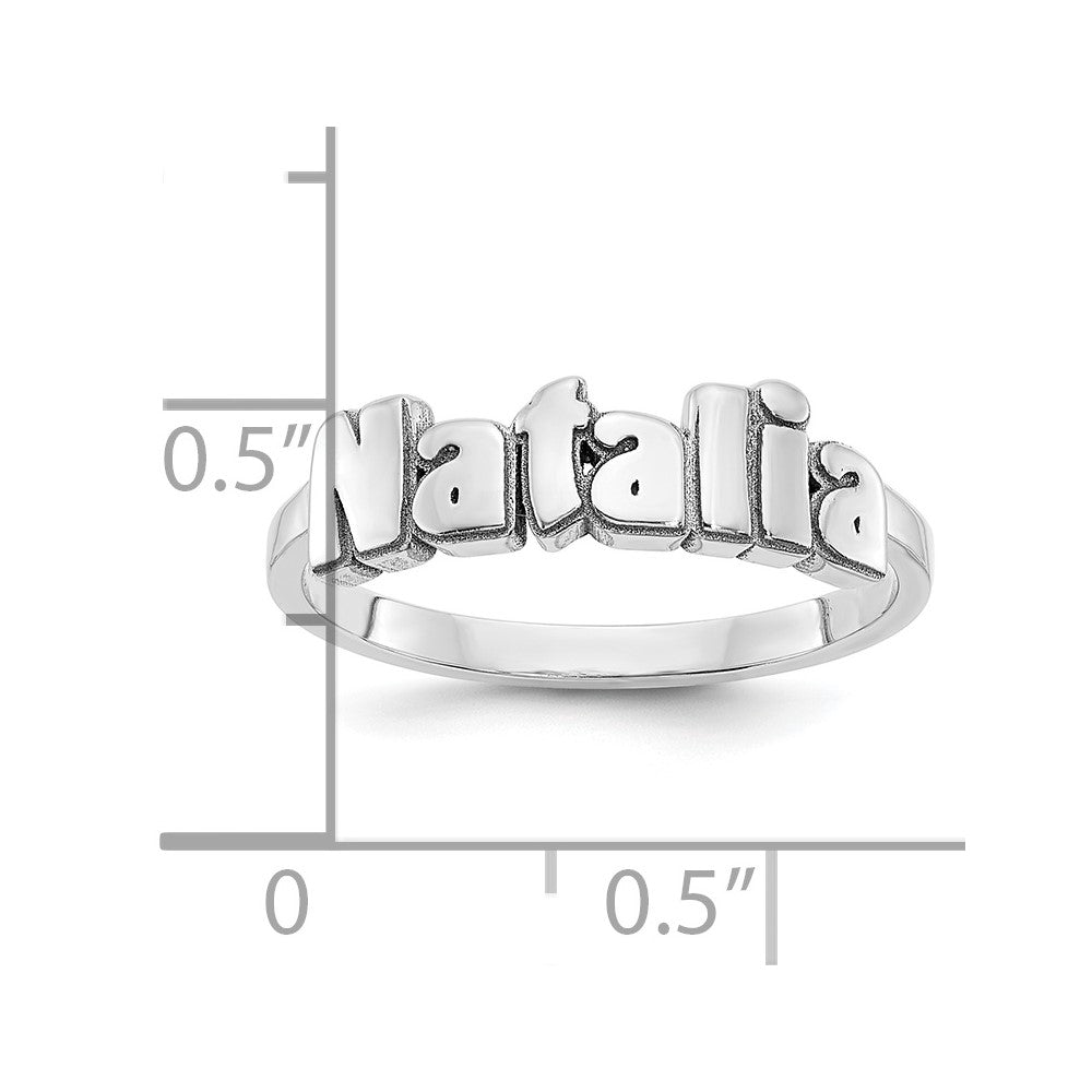 14K White Gold Polished Personalized Name Ring