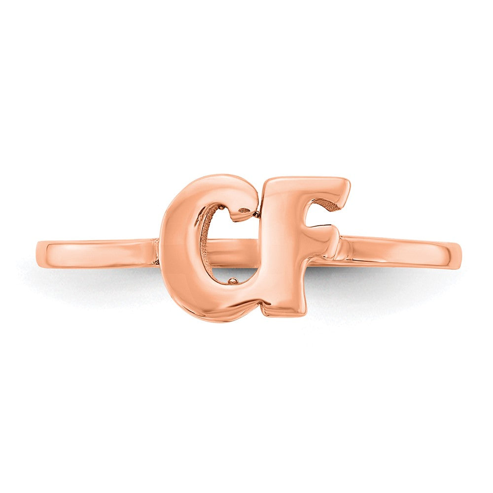 14K Rose Gold Double Initial Script or Block Font Ring