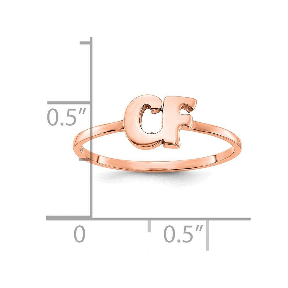 14K Rose Gold Double Initial Script or Block Font Ring