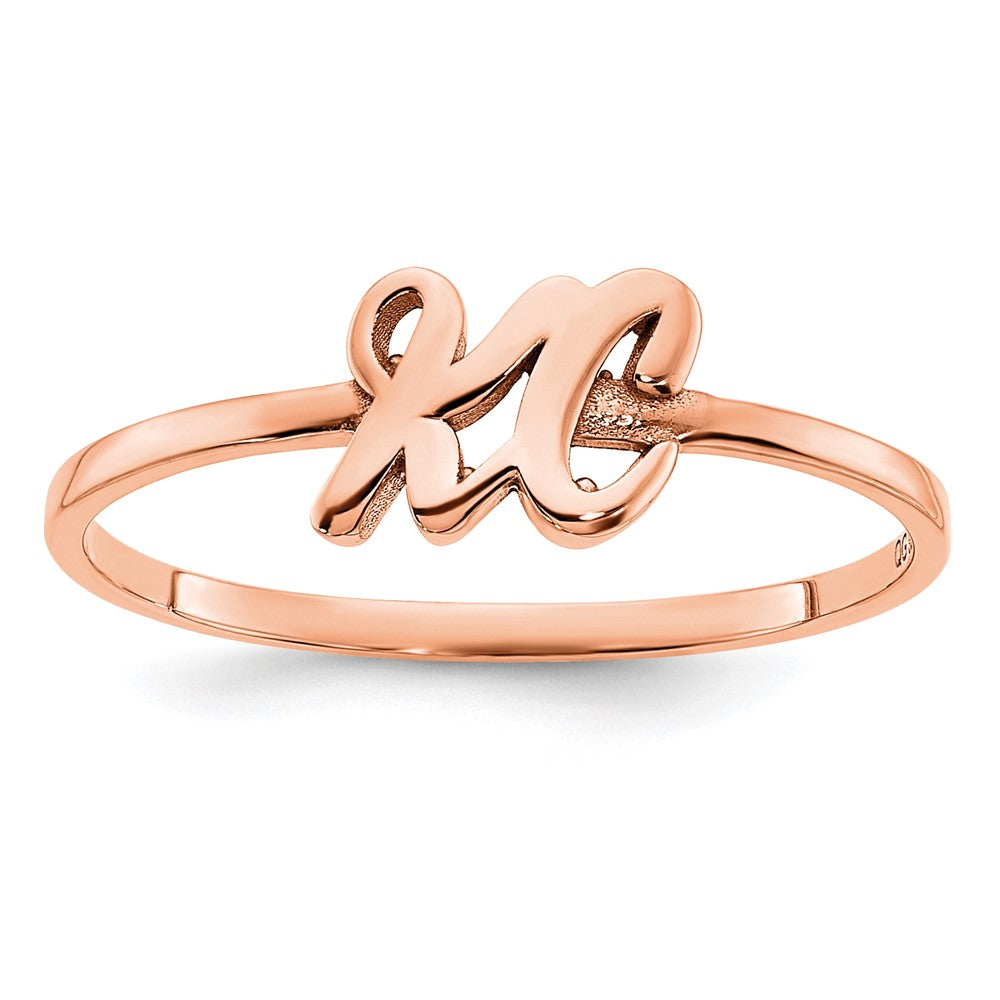 14K Rose Gold Double Initial Script or Block Font Ring