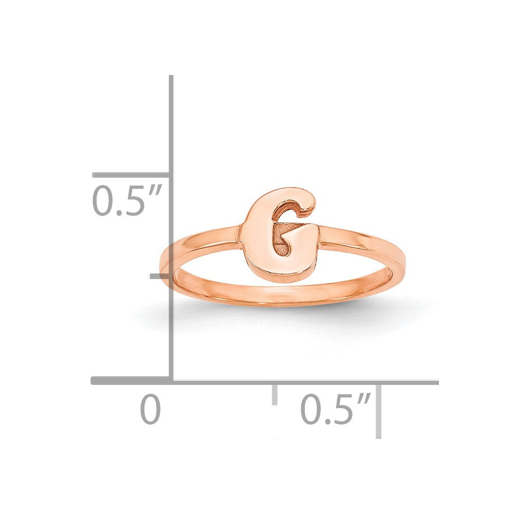 14K Rose Gold Initial Script or Block Font Ring