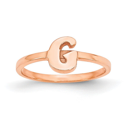 14K Rose Gold Initial Script or Block Font Ring