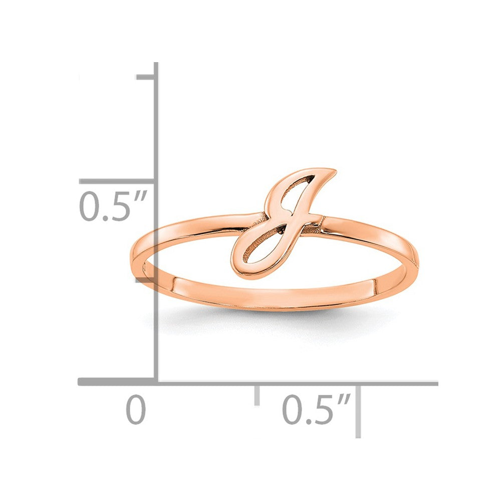 14K Rose Gold Initial Script or Block Font Ring