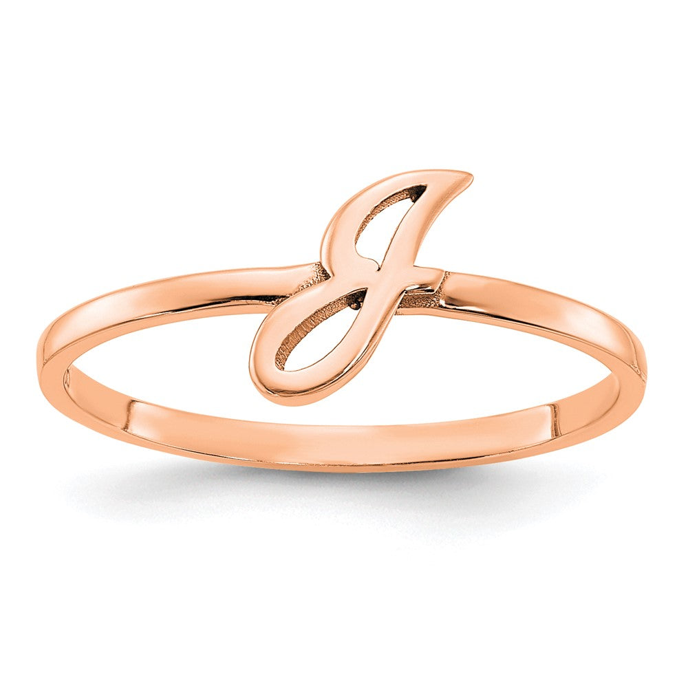 14K Rose Gold Initial Script or Block Font Ring