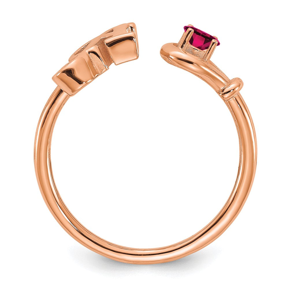 14K Rose Gold Letter with Birthstone Ring