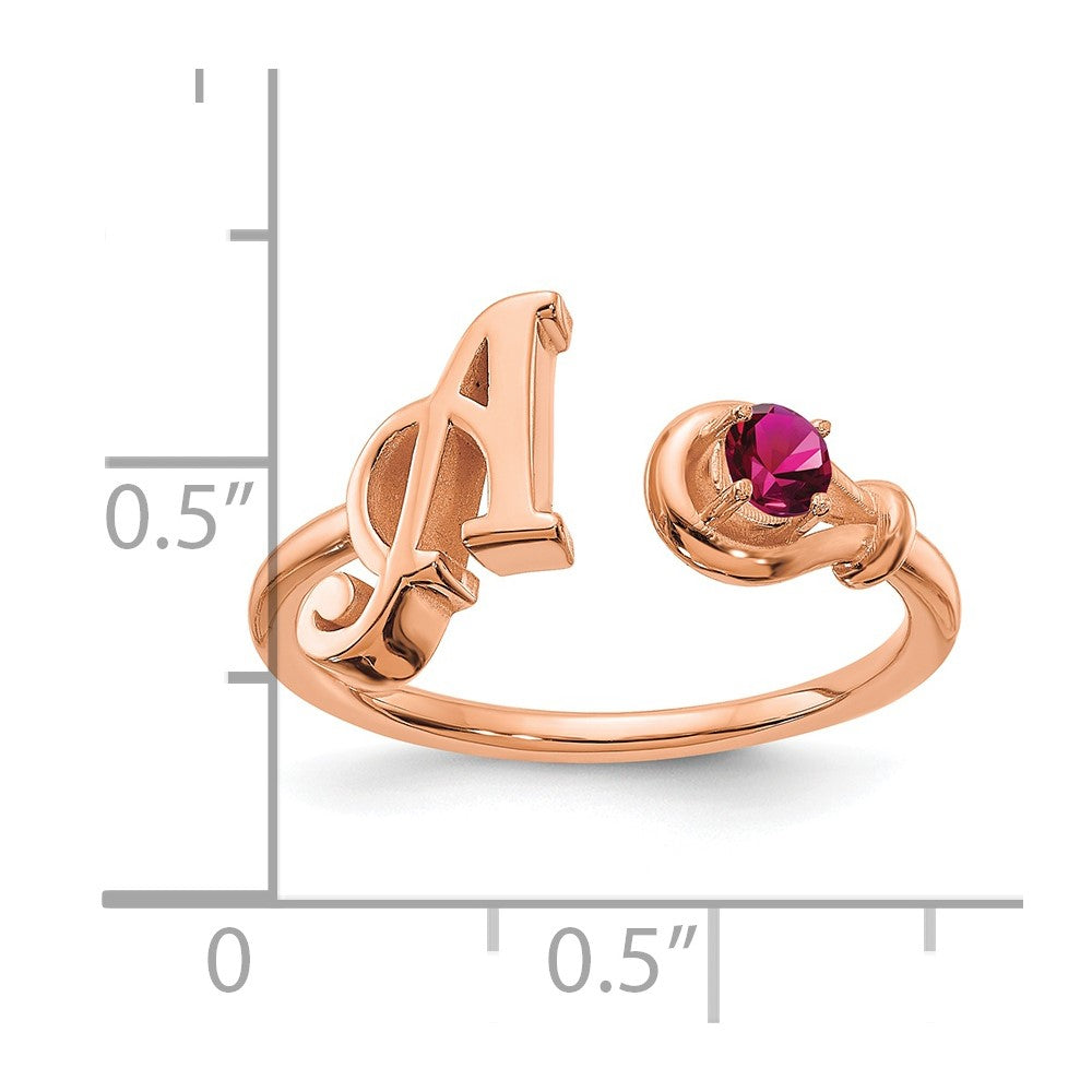 14K Rose Gold Letter with Birthstone Ring