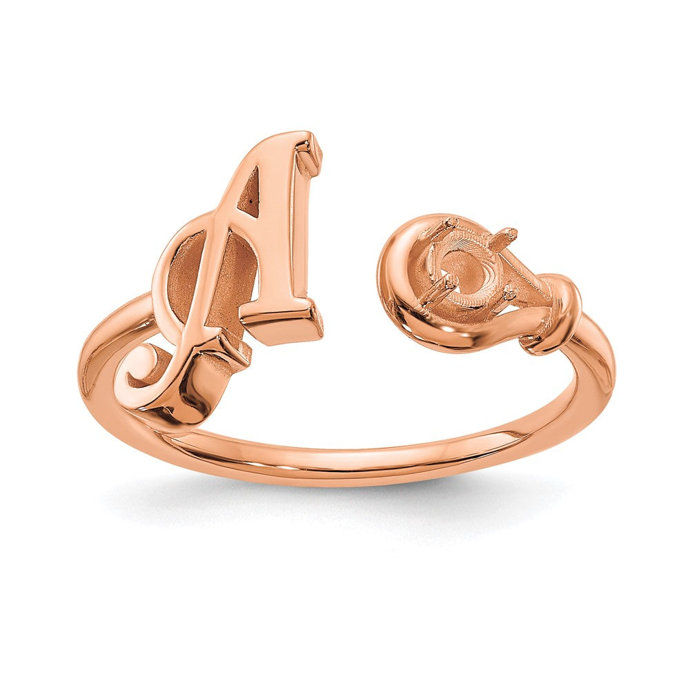 14K Rose Gold Letter with Birthstone Ring