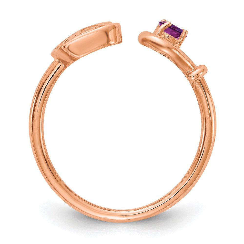 14K Rose Gold Letter B with Birthstone Ring