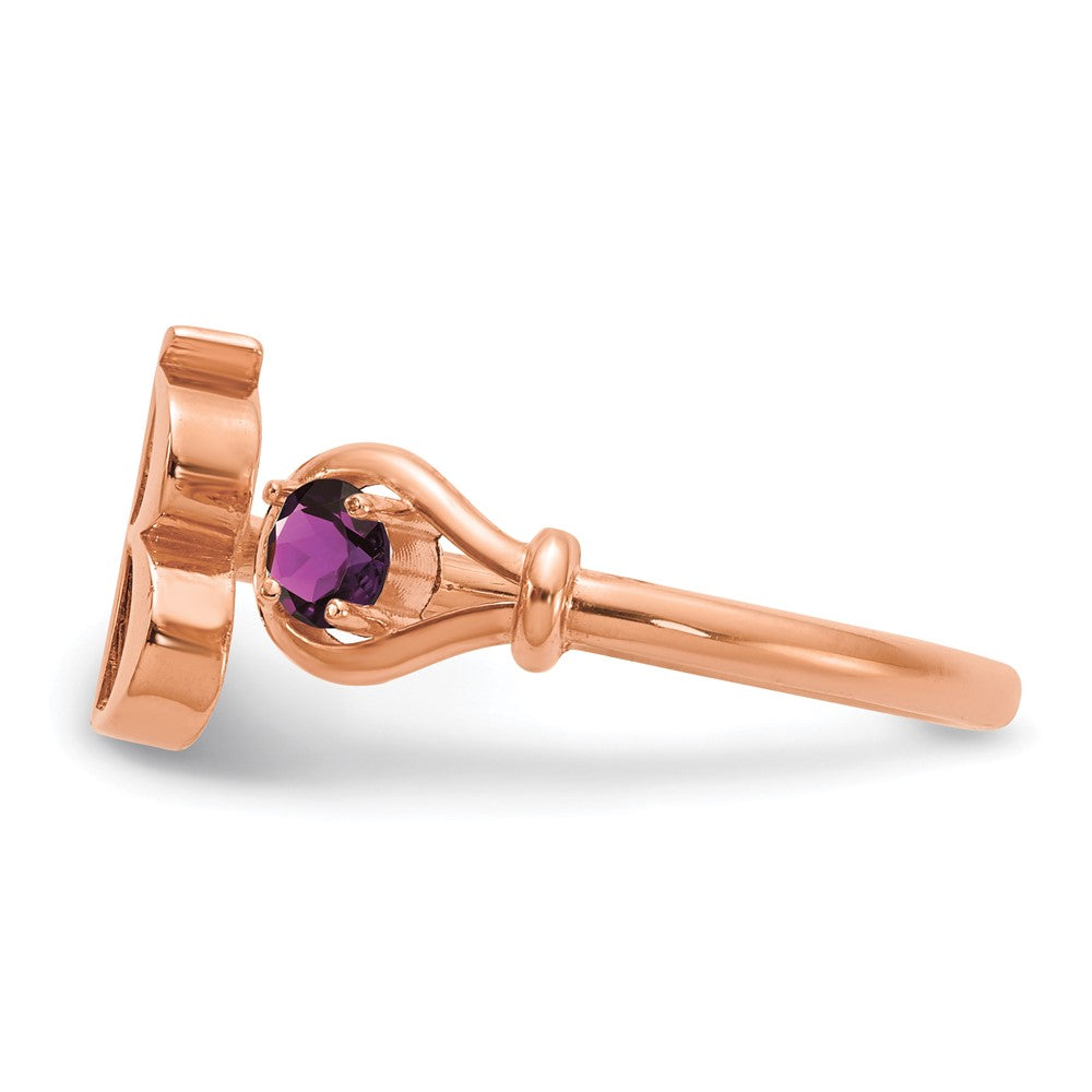 14K Rose Gold Letter B with Birthstone Ring