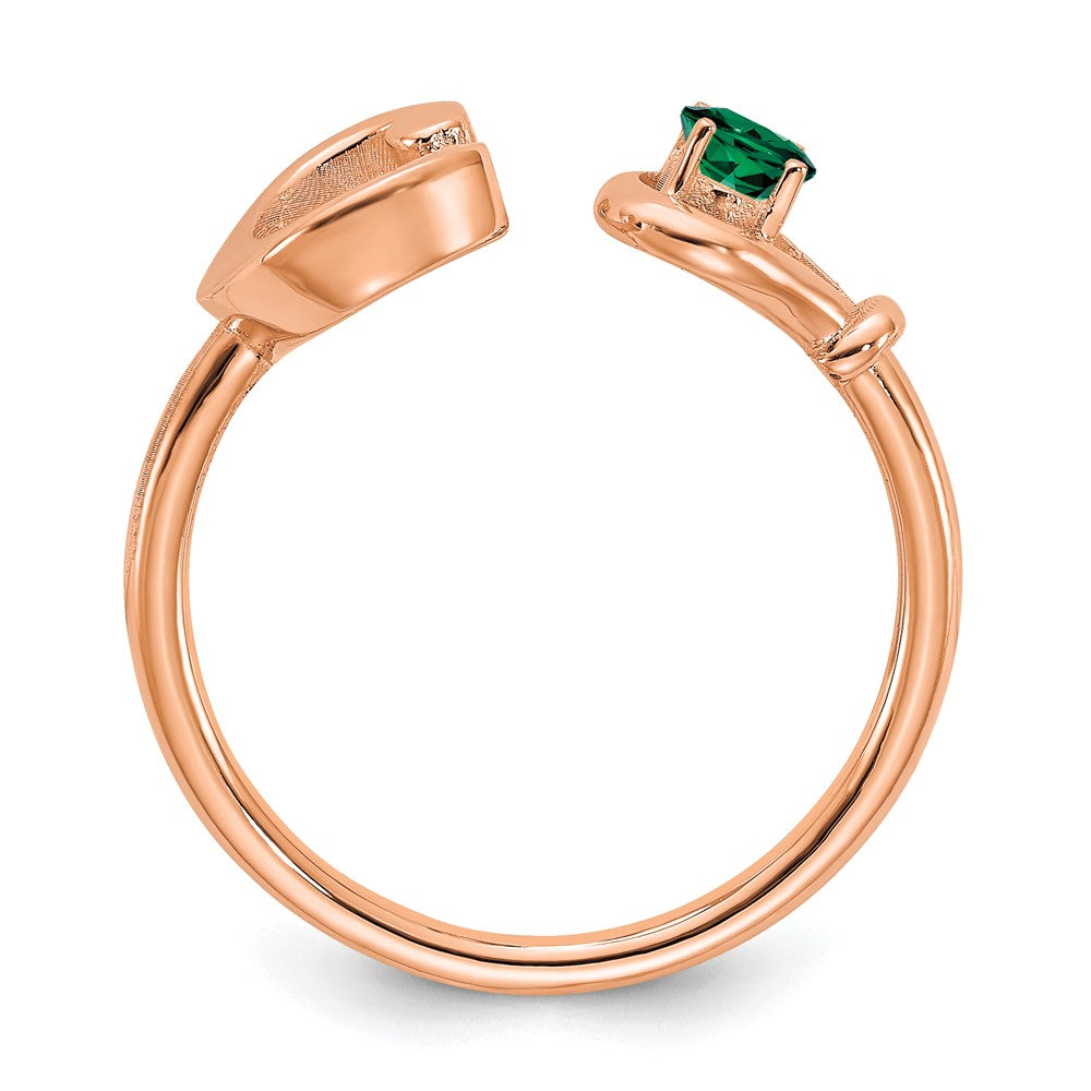 14K Rose Gold Letter C with Birthstone Ring