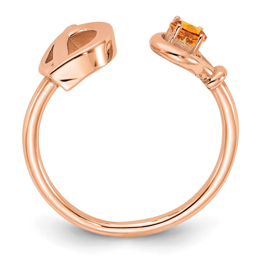 14K Rose Gold Letter D with Birthstone Ring