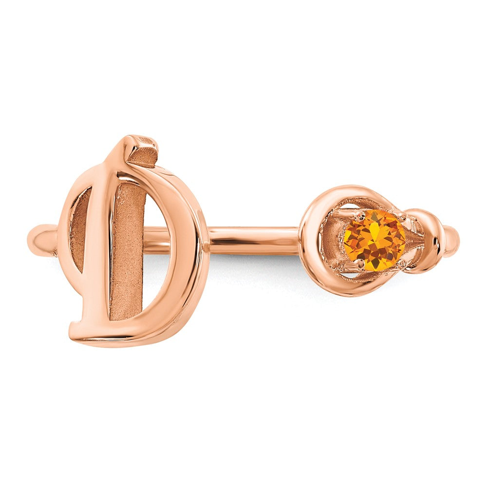 14K Rose Gold Letter D with Birthstone Ring