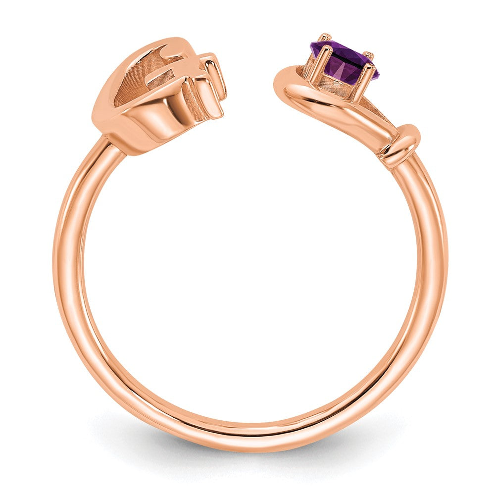 14K Rose Gold Letter G with Birthstone Ring