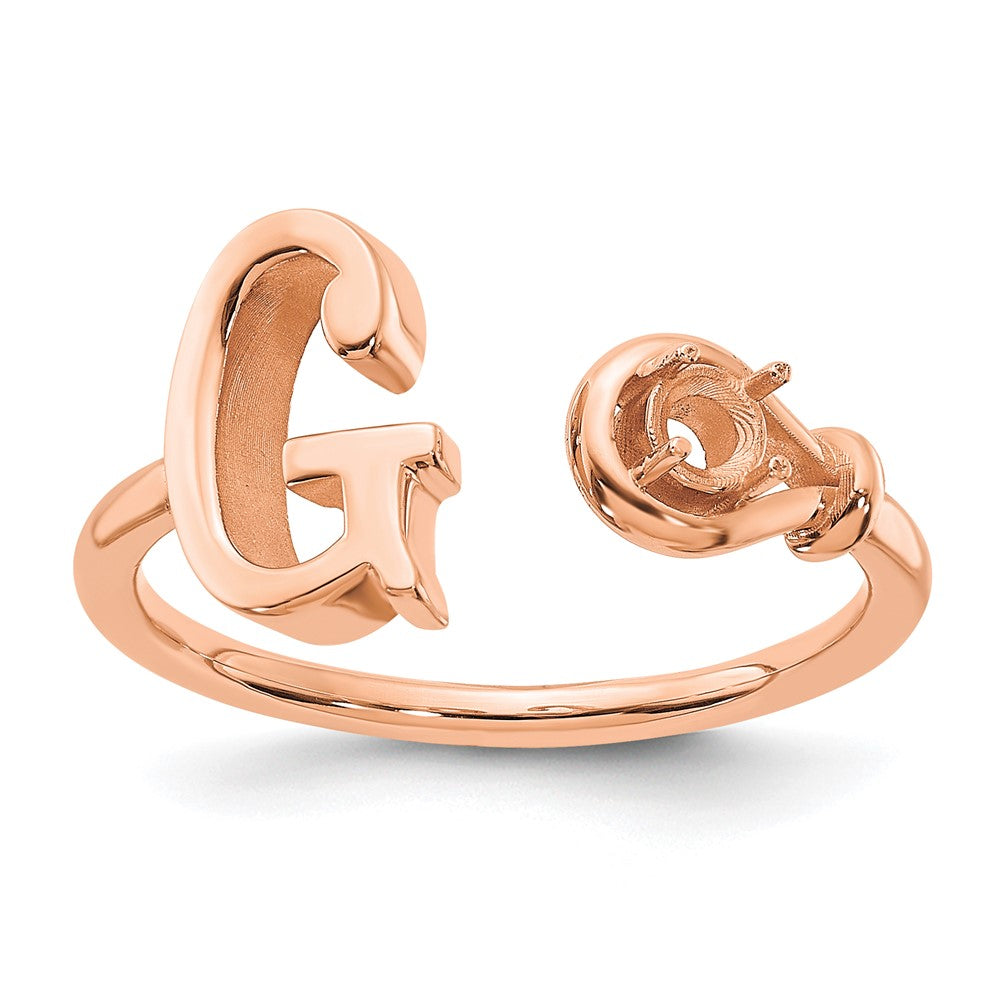 14K Rose Gold Letter G with Birthstone Ring