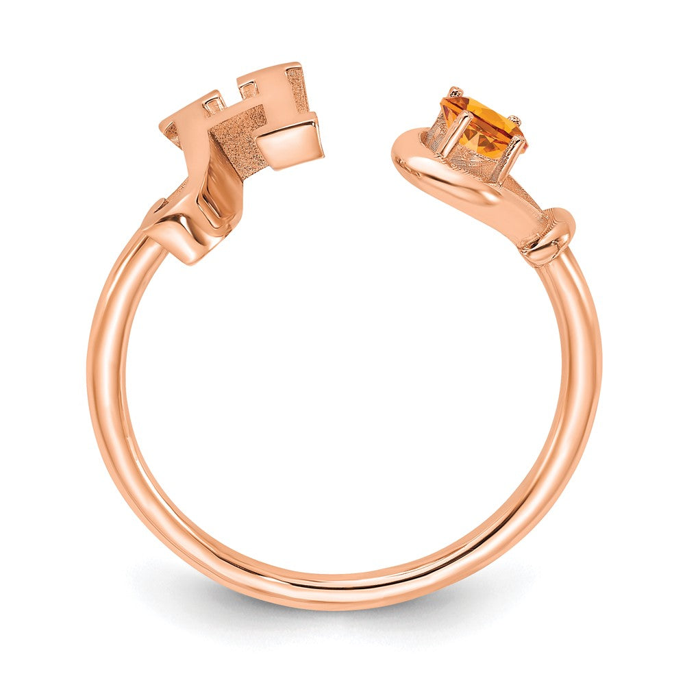 14K Rose Gold Letter H with Birthstone Ring