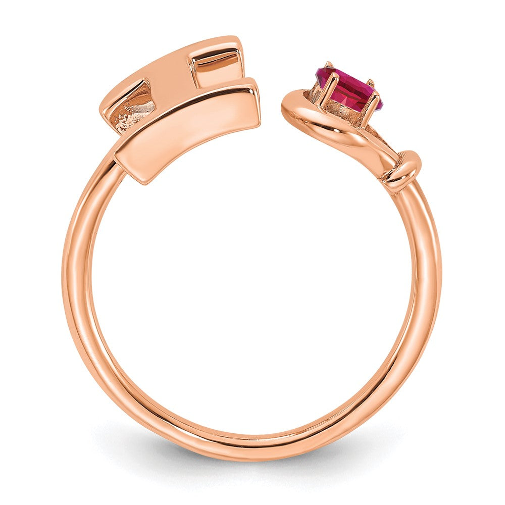 14K Rose Gold Letter I with Birthstone Ring