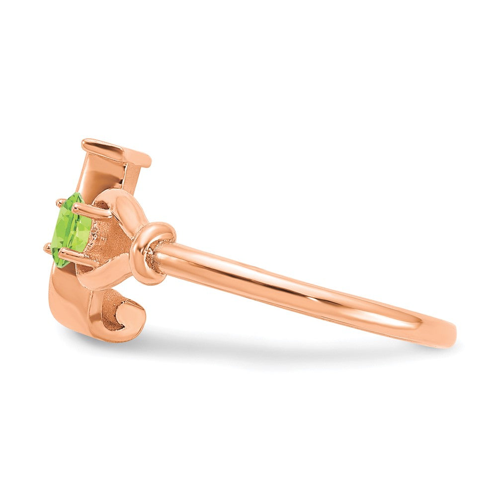 14K Rose Gold Letter J with Birthstone Ring