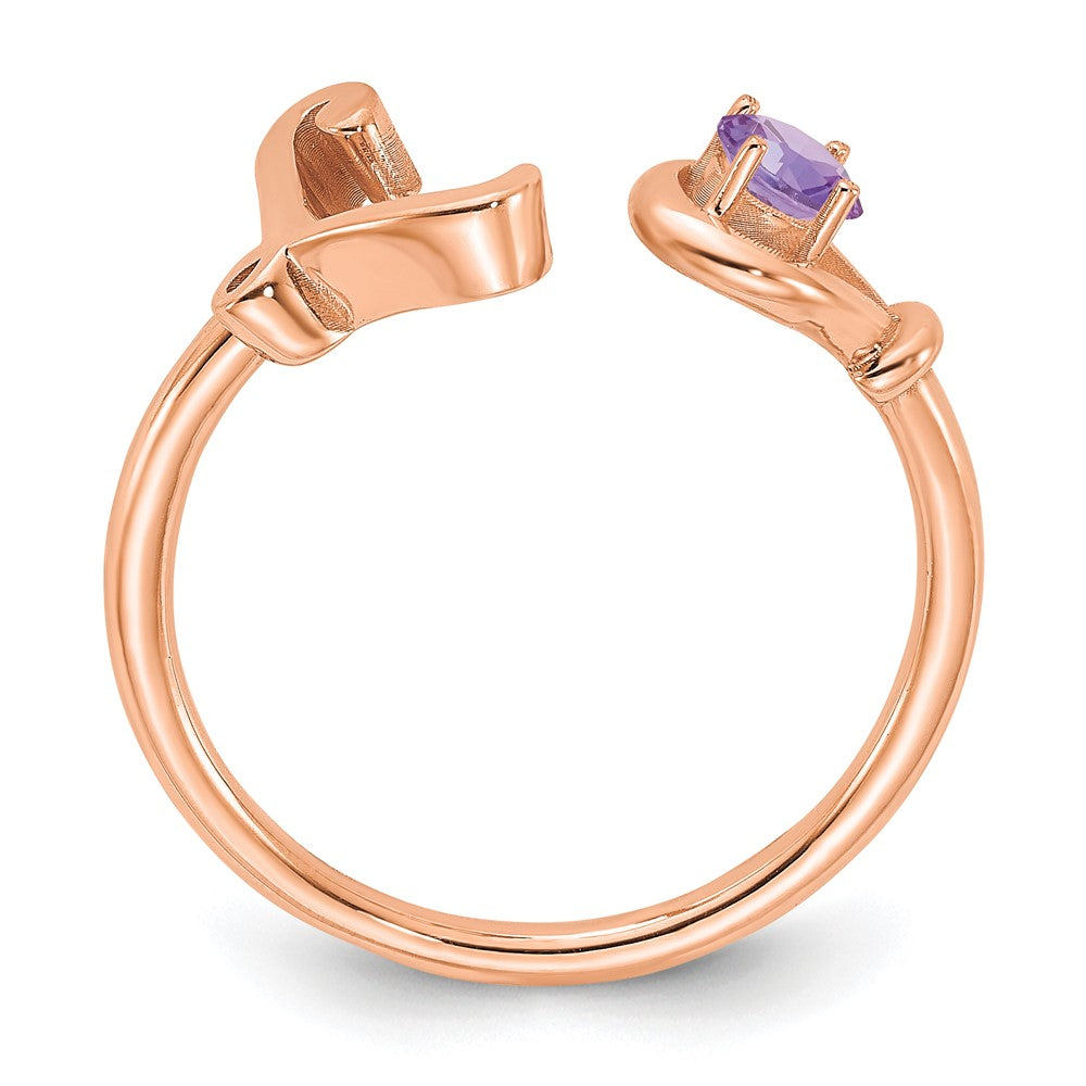 14K Rose Gold Letter L with Birthstone Ring