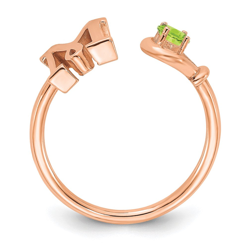 14K Rose Gold Letter M with Birthstone Ring