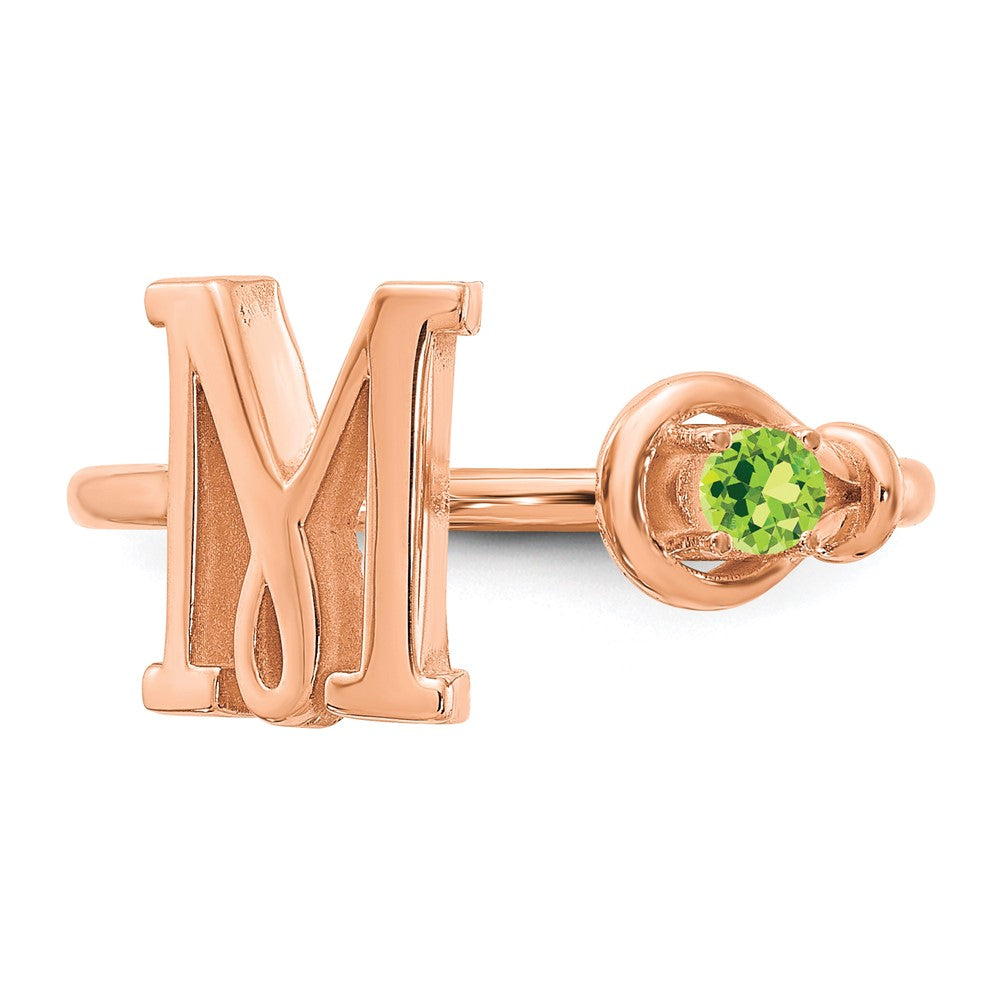 14K Rose Gold Letter M with Birthstone Ring