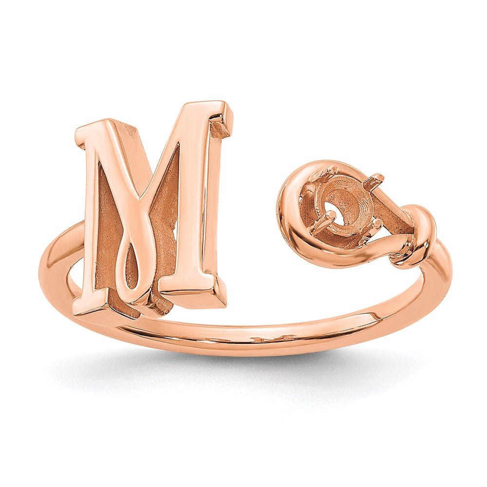 14K Rose Gold Letter M with Birthstone Ring