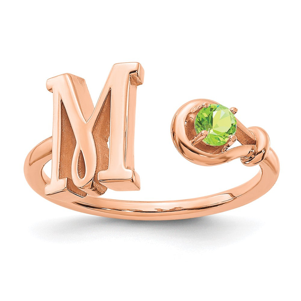 14K Rose Gold Letter M with Birthstone Ring