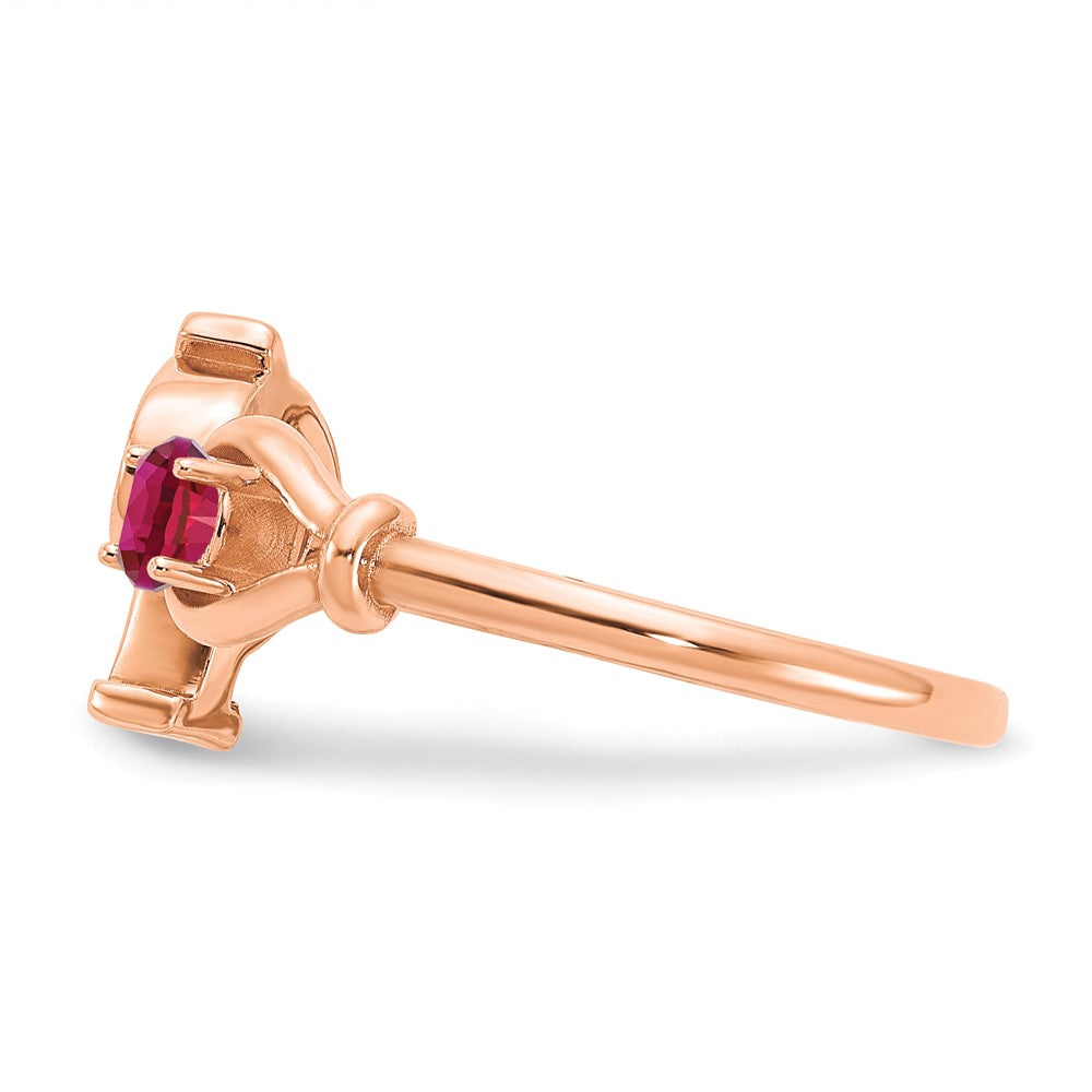 14K Rose Gold Letter P with Birthstone Ring