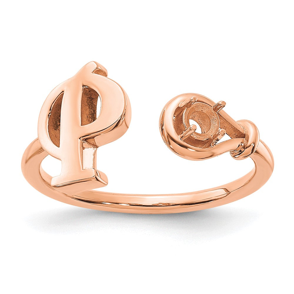 14K Rose Gold Letter P with Birthstone Ring