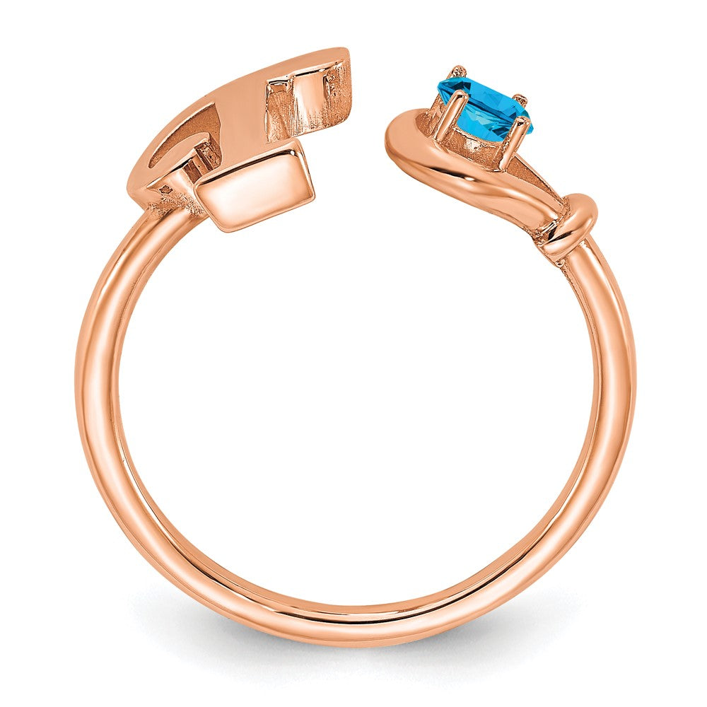 14K Rose Gold Letter T with Birthstone Ring