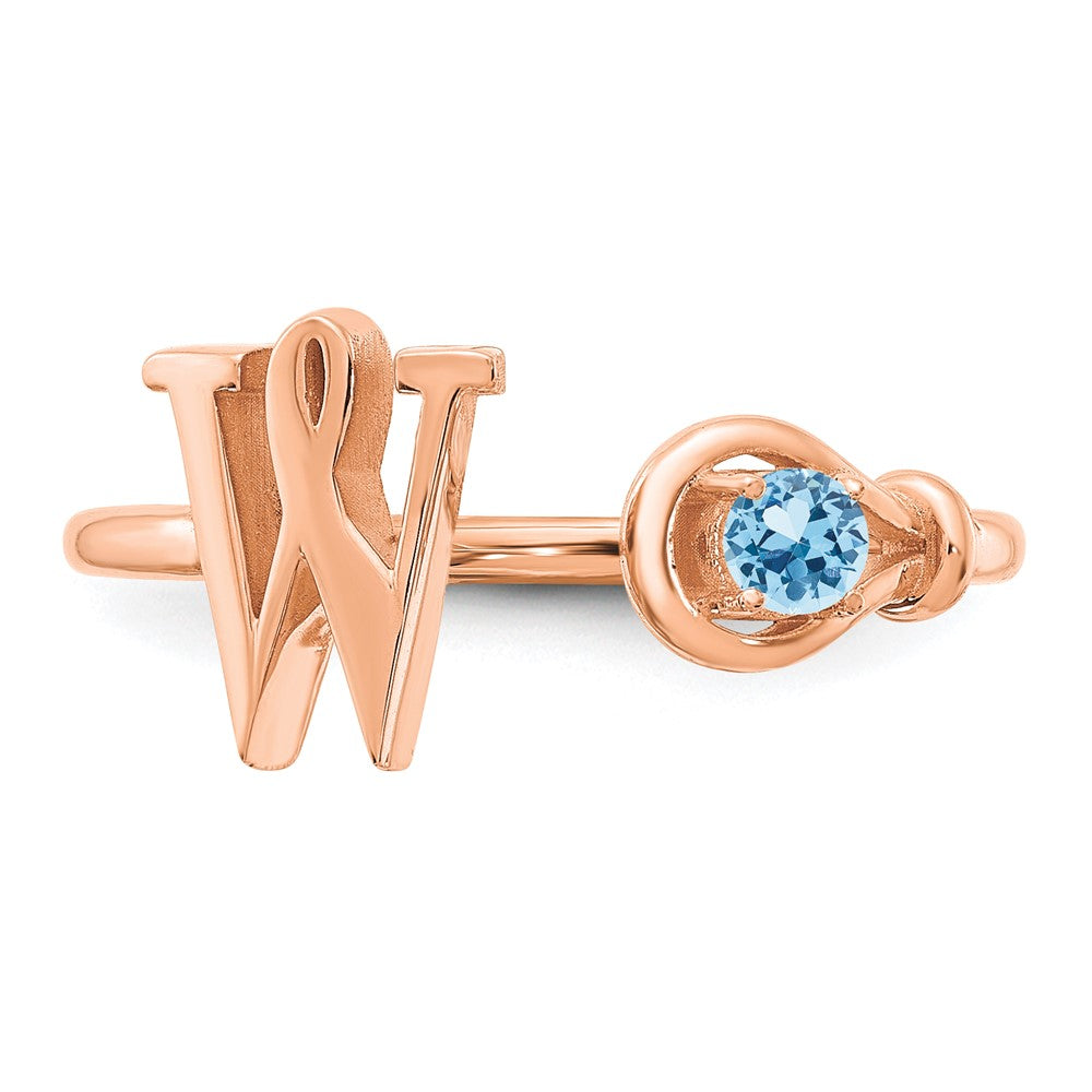 14K Rose Gold Letter W with Birthstone Ring