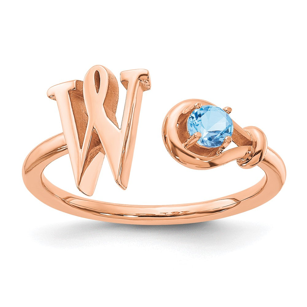 14K Rose Gold Letter W with Birthstone Ring