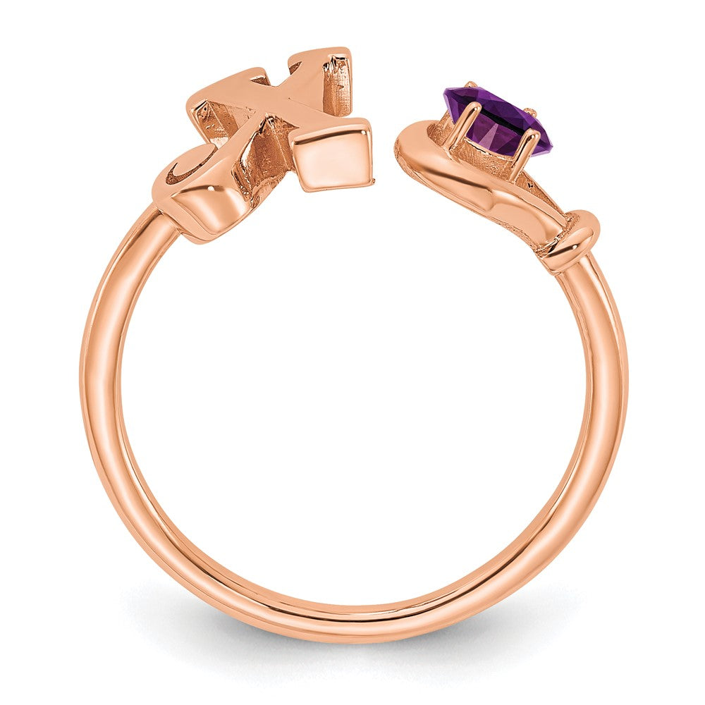 14K Rose Gold Letter X with Birthstone Ring