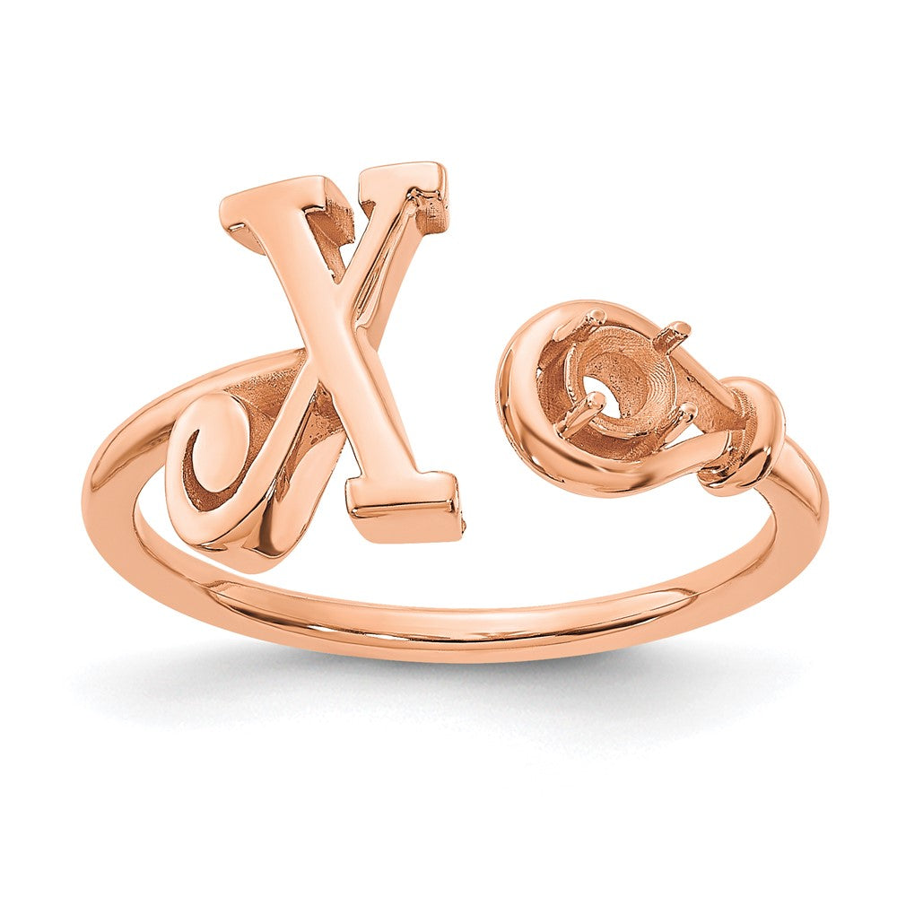 14K Rose Gold Letter X with Birthstone Ring