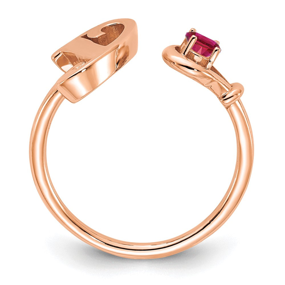 14K Rose Gold Letter S with Birthstone Ring