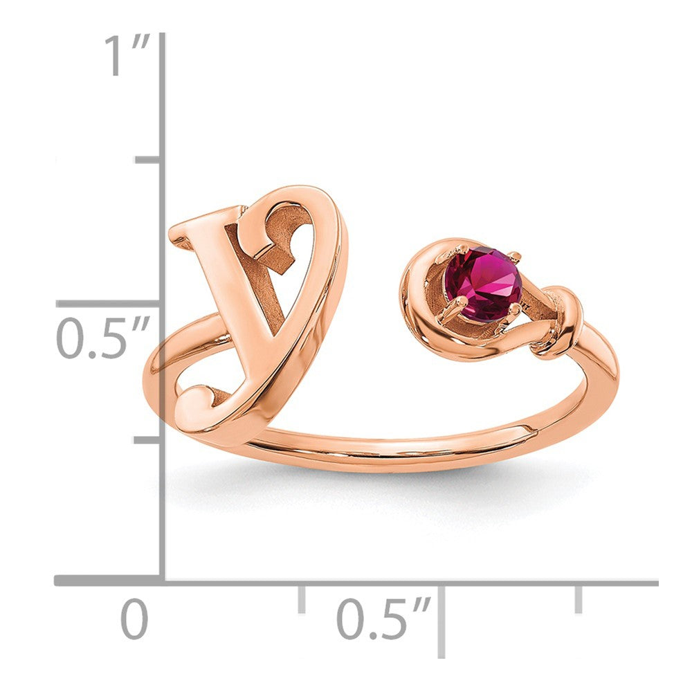 14K Rose Gold Letter S with Birthstone Ring